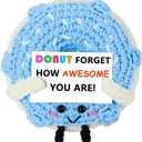 Pack of 2 RQWZBCHX Crochet Donut Gift - Positive Emotional Inspirational Support Cute Handmade Crochet Donut for Women Kids Friends Motivational Presents - Donut Forget How Awesome You are (Blue)