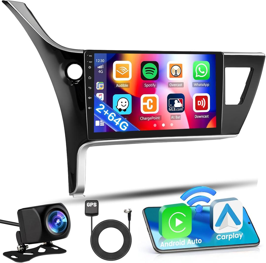 (2+64GB) Inefala Android Car Stereo for Toyota Corolla 2017-2018 Levin 2017 with Wireless Carplay Android Auto, 10.1" Touchscreen with GPS WiFi BT FM/RDS SWC MIC Backup Camera