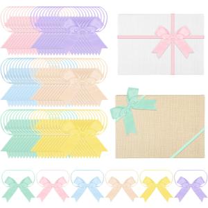 Zeyune 60 Pcs Mother's Day Elastic Bows 4 Inch Assorted Premade Craft Bows Soft Stretch Loops with Ribbon Knots for Mother's Day Wrapping Party Boxes Decoration Supplies Crafts Gifts(Sweet Style)
