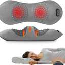 3-in-1 Electric Back Massager with Heat, Vibration and Traction, Triple Fusion Back Massager Bed and Chair Use, Lumbar Support Pillow for Lower Back Comfort and Spine Support (Gray & Red)