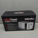 Mueller UltraToast Full Stainless Steel Toaster 4 Slice, Long Extra-Wide Slots for Bagels and Waffles, 6 Browning Levels, LED Display, Cancel/Defrost/Reheat Functions & Removable Tray, Kitchen Gadgets