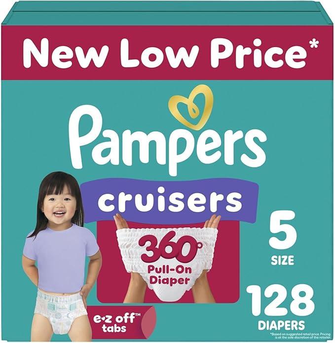 Pampers Diapers - Cruisers 360 - Size 5, 128 Count, Babyproof up to 100% Leakproof Pull-On Diaper Pampers Diapers - Cruisers 360 - Size 5, 128 Count, Babyproof up to 100% Leakproof Pull-On Diaper