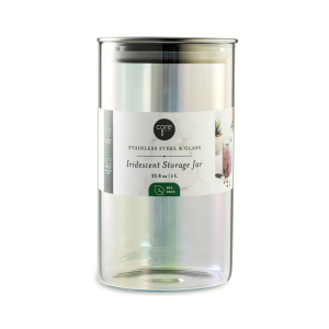 Core Kitchen Stainless Steel & Glass Iridescent Storage Jar 33.08oz