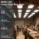 Lightdot 4FT LED High Bay Shop Lights, 100-277V 【Driver Equipped】 265W 37100LM [Eqv.1000W MH] 5000K Large Coverage Linear 2x4 High Bay LED Fixtures for Warehouse Garage -ETL Listed, 4Pack