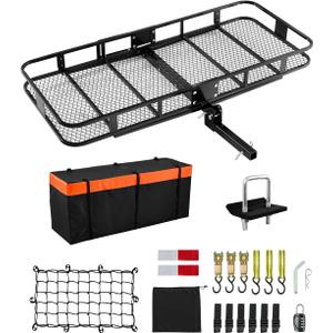 VEVOR 70" x 30" x 6", Hitch Cargo Carrier, 500 lbs Capacity with Ratchet Straps & Cargo Bag, Folding Hitch Mount Cargo Carrier Basket with Hitch Lock for 2" Receiver, Fit for SUVs