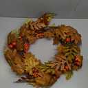 Artificial Fall Wreaths for Front Door Autumn Oak Wreath with Oak Leaves,Acorns,Berries,Pomegranates for Front Door Indoor Outdoor Farmhouse Home Wall Window Festival Wedding Decor
