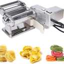 Shule Electric Pasta Maker with Motor Automatic Pasta Machine with Hand Crank and Multifunctional Rollers