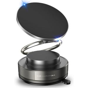 Vacuum Magnetic Phone Holder for Car,2800gf Strong Magnetic Phone Mount,360° Adjustable & Reinforced Suction Cup for Dashboard/Mirror,Car Phone Holder Compatible with iPhone Androi（Matte Black）