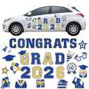 Landhoow 30 Pcs Graduation Car Magnets 2026 Senior Graduation Car Decoration Bumper Sticker Congrats Grad Magnet Magnetic Refrigerator Decal for Grad Parade Party Supplies(Blue, Gold)