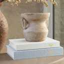 Cinnvoice Set of 2 Aesthetic Decorative Books Linen Boxes Enhance Your Coffee Table Bookshelf Mantle Decor Beautiful Fake Faux Books for Vintage Home Decoration Photo Storage(Baby Blue Beige)