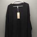 Dokotoo Women's V Neck Long Sleeve Waffle Knit Tops Off Shoulder Oversized Pullover Sweater (Black)