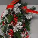 Yunlly 2 Pcs Pre-Lit Christmas Teardrop Swags 24 Inch Christmas Swag Wreath Garland Decorative with Lights Fairy Lights Bow Pine Cones Xmas Decor for Front Door Stairs Wall Window (Red)