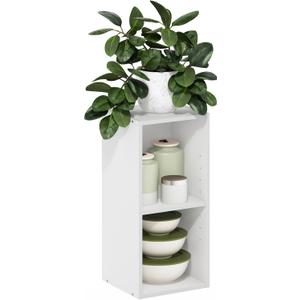 Furinno Fulda Book Shelf, 2-Tier Narrow Bookshelf, Bookcase with 10-in Width Storage Shelf, 9.3 x 9.8 x 21.2, for Living Room, Bedroom, Home Office, White