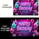 Neon Happy Birthday Banner Glow in The Dark Party Photography Backdrops Neon Happy Birthday Party Decoration Banner for Kids Boys Girls Photo Backdrop Photo Prop 71x43 In UV Blacklight