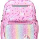 BrainyBees Kids Backpack for Girls - 15 Inch Unicorn Backpack for Kids 3 to 8, School Bookbag for Preschool Kindergarten and Elementary 1st 2nd, Insulated Pocket and Reflective Stripe, Pink Unicorn