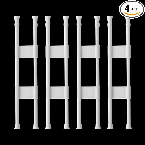 4 Sets Double RV Refrigerator Bars, 15.8-27.6 Inches Non-Slip Adjustable RV Fridge Tension Rods, for Camper Refrigerator, Kitchen, Bookshelf, Cupboard-White