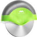 Mindful Design Pizza Cutter Wheel with Protective Blade Cover, Easy to Clean and Dishwasher Safe Ergonomic Pizza Slicer (Green)