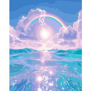 CSZPPQAF Paint by Numbers Kit for Adults Beginner, Rainbow Landscape Paint by Number Kits on Canvas, DIY Easy Acrylic Watercolor Oil Painting by Numbers for Home Wall Decor 16X20inch