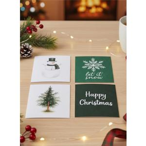 FGFK Neutral Beige Christmas Wall Art Prints Set of 4, Modern Holiday Winter Snowflake Cute Gingerbread Merry Christmas Posters Pictures Wall Decor for Home Bedroom Living Room, 8x10 Unframed