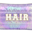 Hiroyuki Iridescent Makeup Bag, 14 inches Cosmetic Bag, Large Capacity Travel Pouch (Hair, pink)