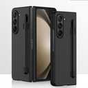 Omio Compatible with Samsung Galaxy Z Fold 5 Case with S Pen Holder, Skin Feel Matte Back Cover Hard PC Shockproof Case for Men Women Girls, Black