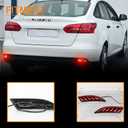 2PC Rear Bumper Reflectors Light,Brake Tail Light Lamps Compatible with for Ford Focus 2012-2018 & Hatchback 2012-2014Not fit ST SEL,LED Reflector DRL Turn Signal Lights Kit (Smoked)