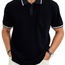 Men's Casual Short Sleeve Polo Shirts Classic Button Summer Collared Golf Top T-Shirt with Pocket, XXL