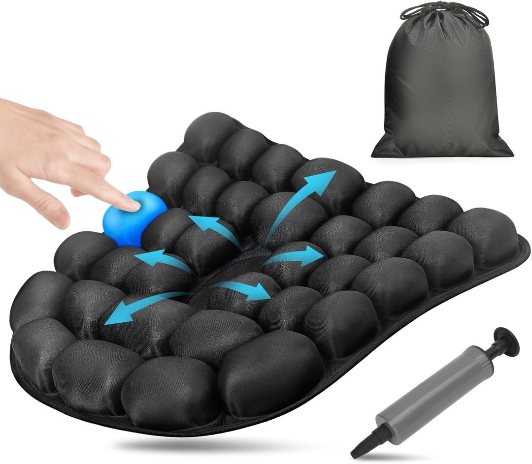 Airplane Seat Cushion for Long Flights, Inflatable & Portable Travel Cushion for Tailbone Pain Relief, Pressure Relief Car Seat Cushion for Office Chair and Wheelchair Use (Semi-circular arc)