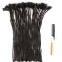 0.2cm Width 6 Inch 60 Strands 100% Human Hair Dreadlock Extensions for Men Women Kids Full Handmade Human Hair Loc Extensions Permanent Dread Extensions with Needle and Comb