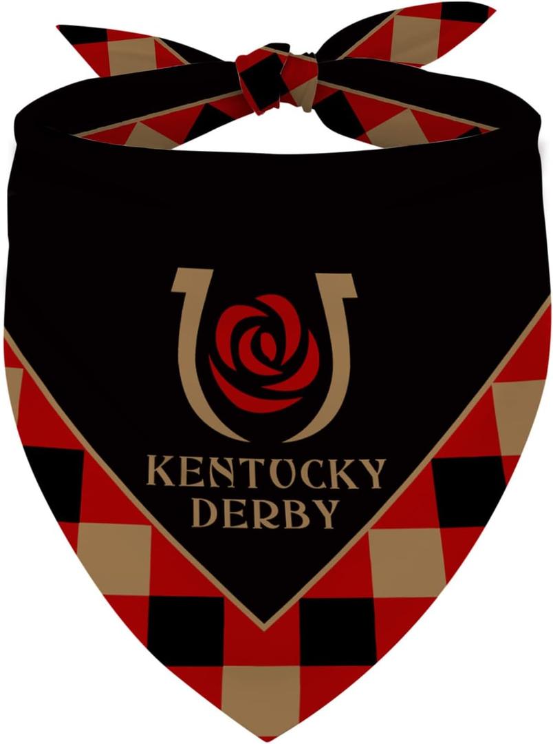 Derby Dog Bandana Kentucky Run for The Roses Dog Scarf Adjustable Accessories for Small Medium Dogs Cats Pets