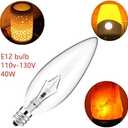 60 Watt Clear Candelabra Base (E12) 110V_120V,Flame Shaped Incandescent Chandelier Light Bulbs,Dimmable, Warm White (6)