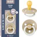 Bibs Pacifiers Color Collection, Set of 2 BPA-Free Latex Pacifiers Made in Europe, Round Nipple Baby Pacifier.