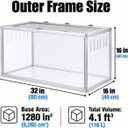 Large Hamster Cage 32x16x16 in, Acrylic Hamster Enclosure with Metal Frame