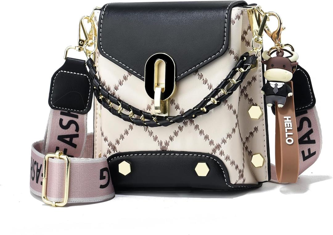 Xiaoyu Small Crossbody Bags for Women Fashion Cell Phone Purse Shoulder Handbags with Wide Strap (Black)