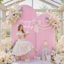 White Pink Arch Cover Set of 2-7.2 and 6ft Arch Backdrop Cover Spandex Wedding Arch Stand Covers for Bridal Shower Baby Shower Girls Birthday Party Banquet Photo Arch Covers Stretchy Backdrop