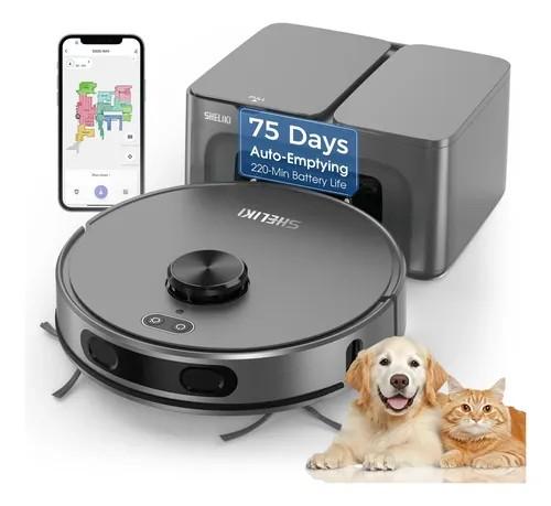 Robot Vacuum and Mop Combo, Mapping Robotic Vacuums Cleaner with 75 Days Self-Emptying, LiDAR Navigation Smart & Strong Suction, WiFi/ App/ Alexa/ Voice Control, Quiet for Home Pet Hair Hard Floor Carpet