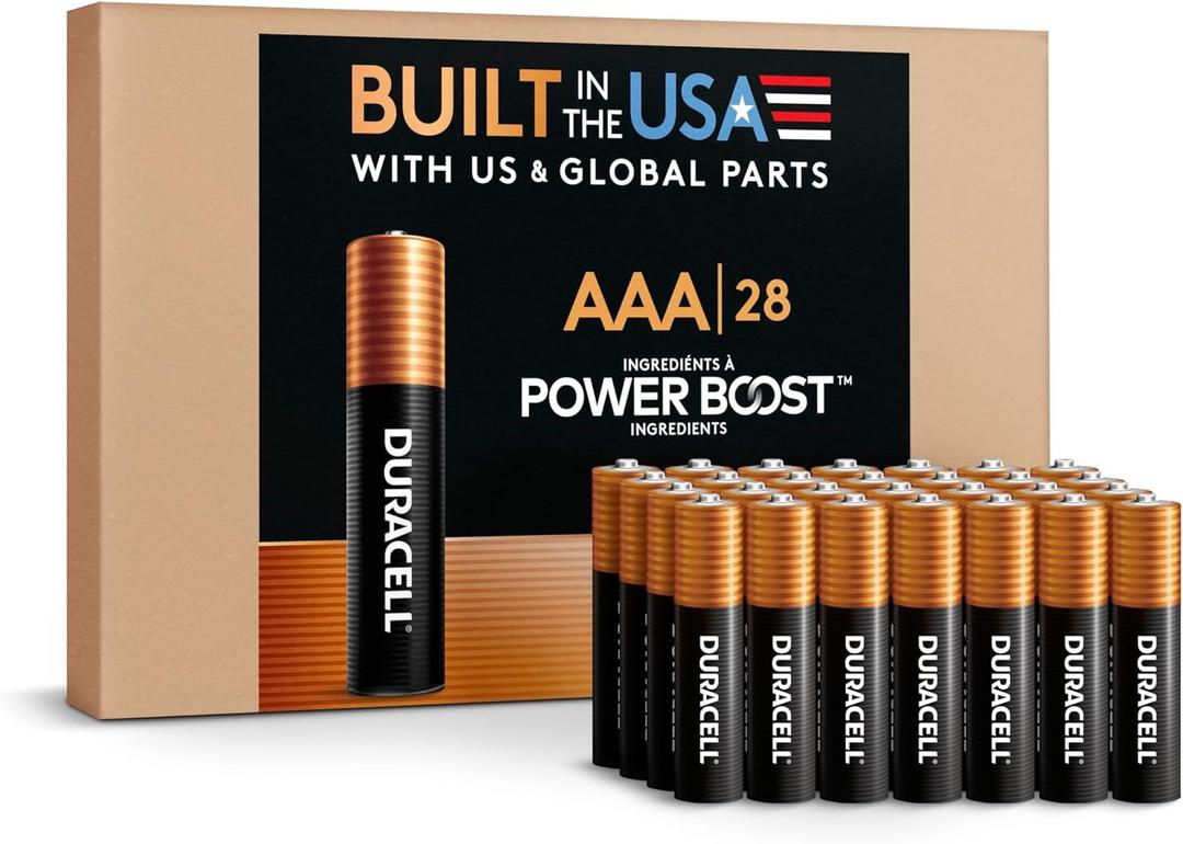 Duracell Coppertop AAA Alkaline Batteries with POWER BOOST Ingredients, 28 Count (Pack of 1), Long-Lasting Alkaline in Re-closable Pack for Quick Access and Organized Storage
