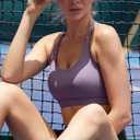 RUNNING GIRL Sports Bras for Women,Padded Sports Bra Tank Top Sexy Crisscross Back High Impact Longline Workout Yoga Bra (Purple, S)