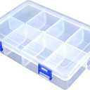 Plastic Compartment Storage Box With Adjustable Divider Removable Grid Compartment for Jewelry Small Accessories Hardware Fitting (8 Grids-Large x 1 Pack)