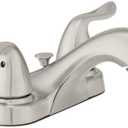 Glacier Bay Constructor 4 in. Centerset 2-Handle Low-Arc Bathroom Faucet in Brushed Nickel