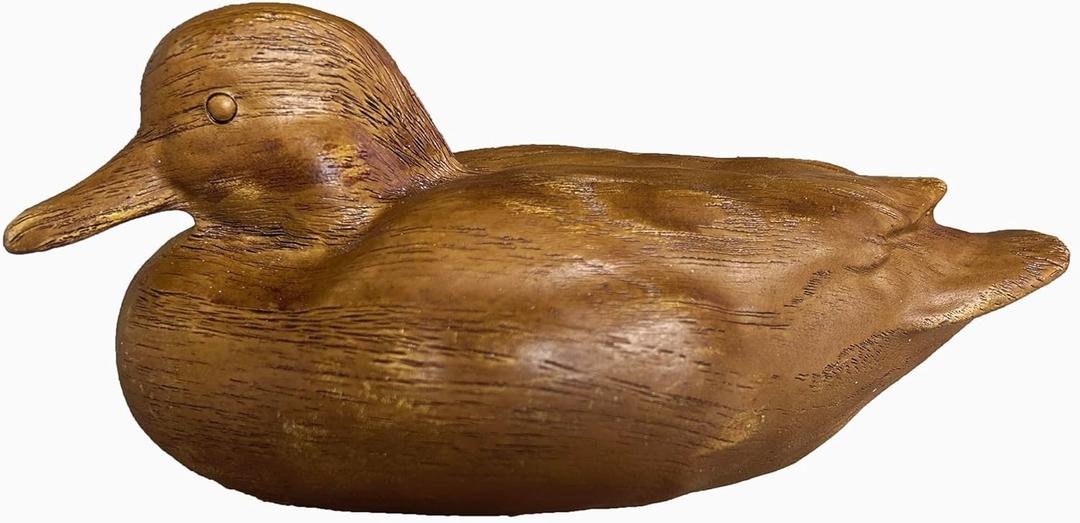 Duck Statue Home Decor Knick Knacks Duck Sculpture Hand Carved Shelf Decor for Home, Office Desk Cute Animal Figurine Unique Gift for Holidays Housewarming (Brown)