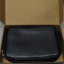 Travel Makeup Bag Women's Large Capacity Cosmetic Portable Organizer Large Opening Waterproof Storage Toiletry Bags Vertical Free-Standing Brush Holder for Easy Access Black