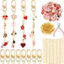 Tondiamo 286 Pieces Galentines Day Keychain Making Kit Gift Valentine's Day DIY Craft Red Pink Heart Love Bag Charms for Keychain Jewelry Making for Friends Women Adults