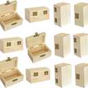 Cregugua 12 Pieces Small Wooden box Unfinished Wood Treasure Boxes with Lid for DIY Crafts (3.5 x 2.1 x 1.9 In)