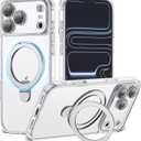 Compatible with Clear iPhone 17 Pro Max Case with Magnetic Ring Stand [Compatible with Mag-Safe][Full Camera Len Protectors] Shockproof Phone Case for iPhone 17 Pro Max 6.9,Clear
