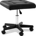 Wesiti Under Desk Foot Rest with Wheels, Adjustable Rolling Foot Stool Ottoman with Lockable Casters, PU Padded Leg Support for Office, Home, Pedicure & Workstation, 19.3 x 16.9 Inch , 15-19.8 Inch