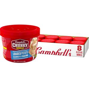 Campbell's Chunky Soup, Loaded Potato Seasoned with Bacon, 15.25 oz Microwavable Bowl (Case of 8) Best By: 04/27/2026