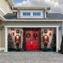 Christmas Garage Door Decorations Outdoor, Large Xmas Nutcracker Soldiers Welcome Scene Christmas Garage Door Cover, 6.5 x 13 Ft Rustic Vintage Garage Buddy Christmas for Home Wall Patio Yard Outside
