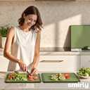 SMIRLY Plastic Cutting Board Set With Holder, Dishwasher Safe Plastic Cutting Boards Set for Kitchen, Cutting Boards for Kitchen - Plastic Chopping Board Set, Green