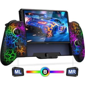 Gammeefy Switch Controller for Nintendo Switch/Switch OLED, (No Drift, No Deadzone) Hall Effect Joystick Wireless Switch Joypad With 9 Lights Color, One-Piece Switch Remote with Turbo Programming, Game Boy Color